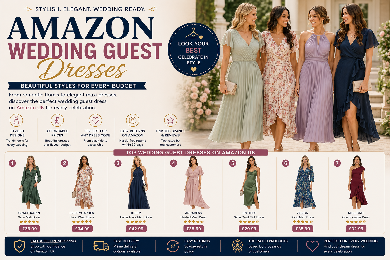 Amazon Wedding Guest Dresses 12 Stunning Picks Under £100 That Look Designer