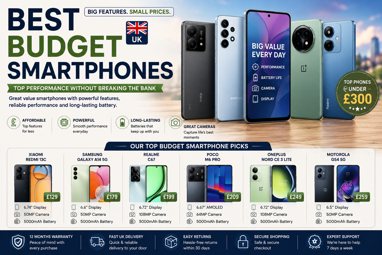 Best Budget Smartphones UK 7 Top Deals Under £300 for 2026