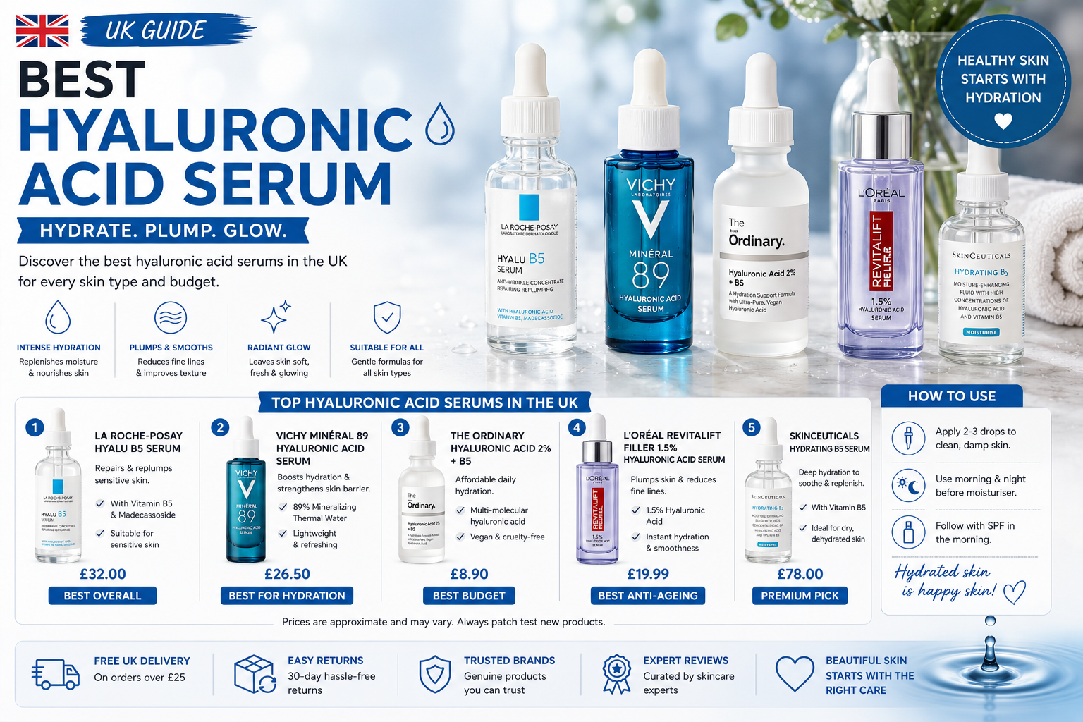 Hyaluronic Acid Serum UK 7 Best Picks for Every Budget & Skin Type