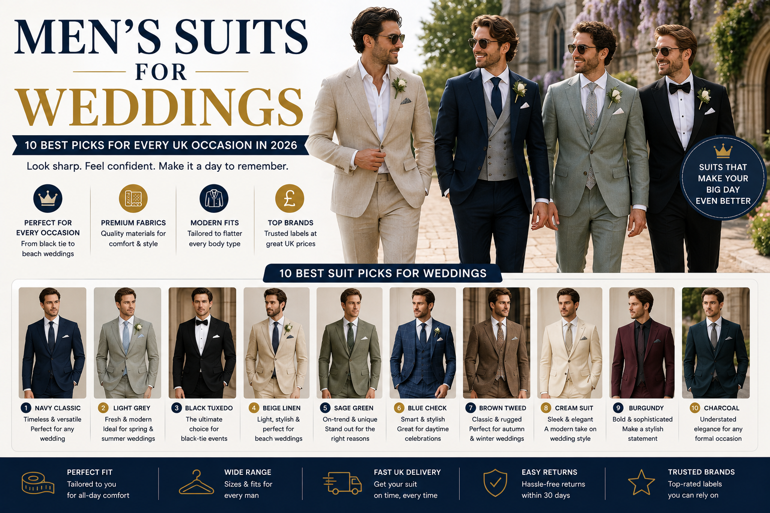 Men’s Suits for Weddings 10 Best Picks for Every UK Occasion in 2026