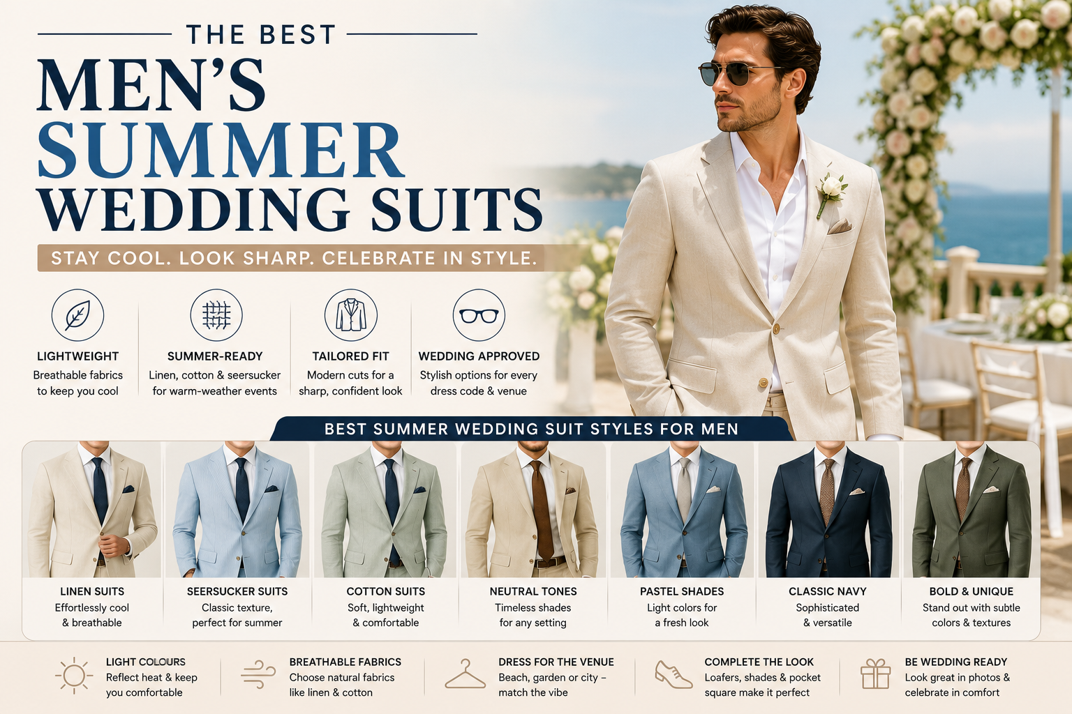 Men’s Summer Wedding Suits: 10 Best Picks to Stay Cool & Stylish in 2026