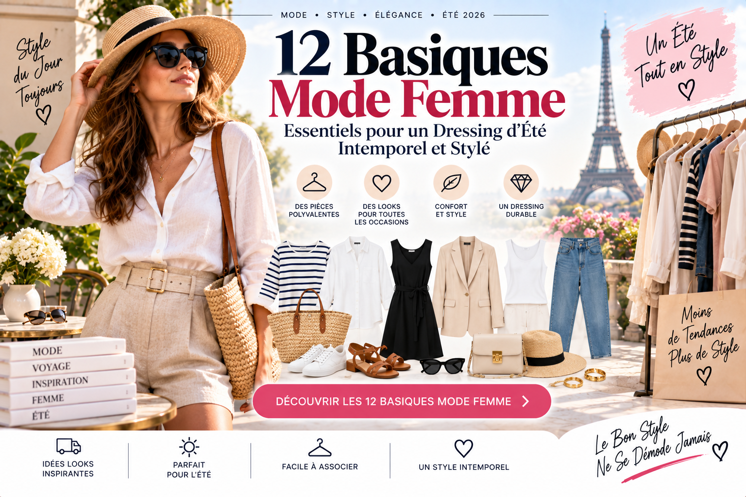 12 Basiques Mode Femme Essentiels pour un Dressing d’Été Intemporel et Stylé