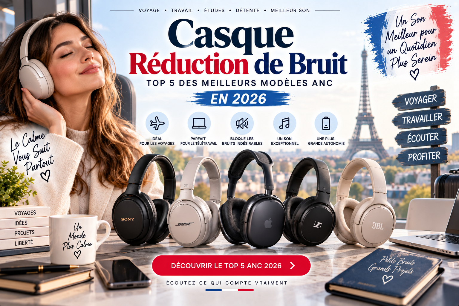 Casque réduction bruit Top 5 des meilleurs modèles ANC en 2026