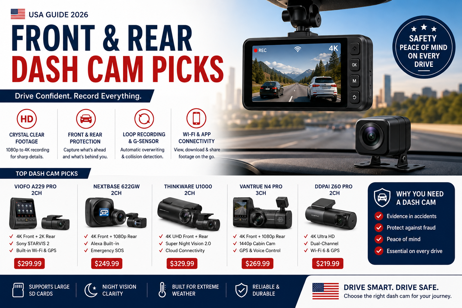 Front and Rear Dash Cam 5 Best Dual Dash Cams of 2026 for Complete Protection