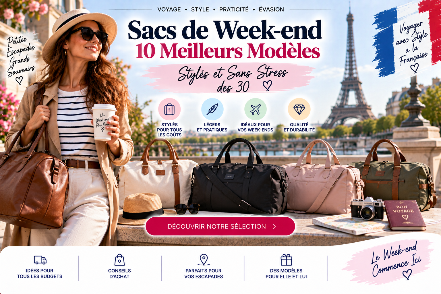 Sac de Week-end 10 Meilleurs Modèles Stylés et Sans Stress (Dès 30€)