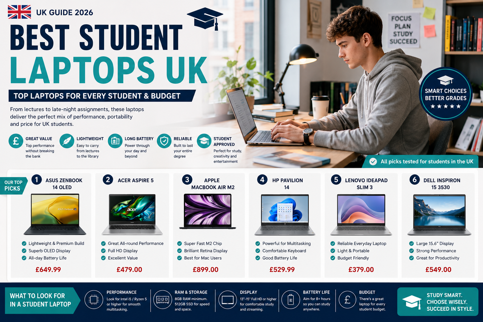 Student Laptops 8 Best UK Picks for Every Budget & Course in 2026