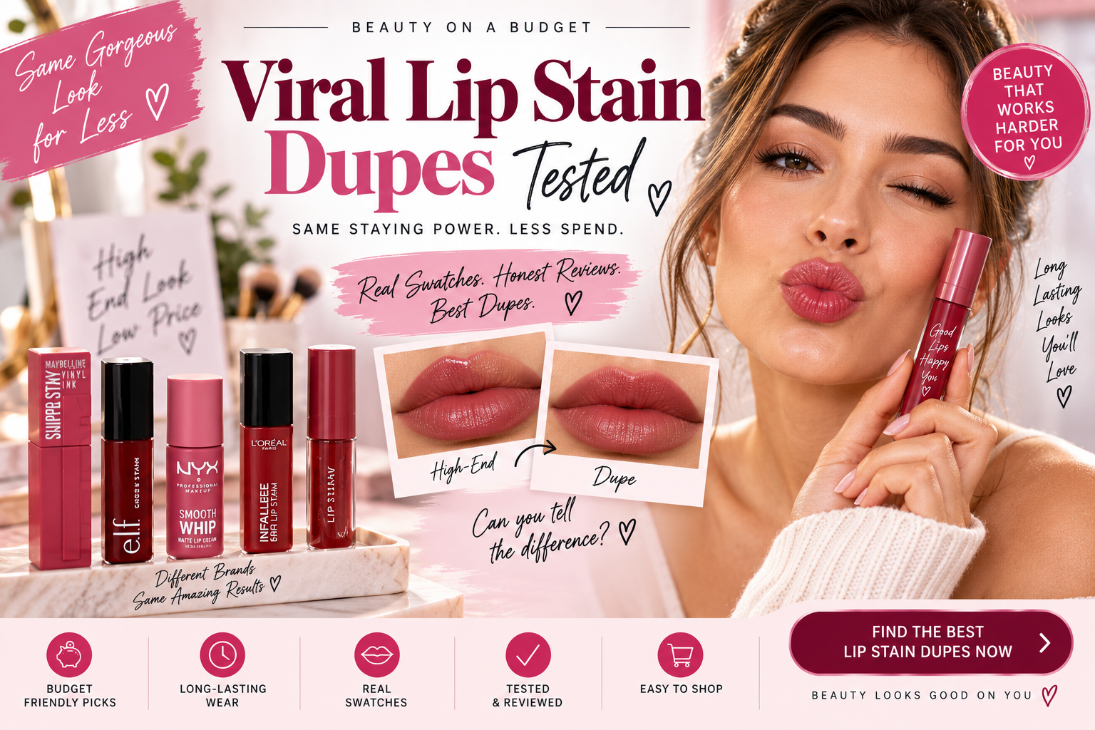 Viral Lip Stain Dupes: 8 Prestige Picks + 5 Drugstore Alternatives That Actually Last
